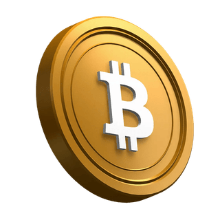 Bitcoin (BTC)-munt schuin weergegeven in het hero-sectieontwerp